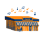 Illustration of a restaurant with music notes representing a happy client
