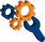 Illustration of a wrench and gears representing troubleshooting