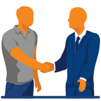 Team member shaking hands with a satisfied client