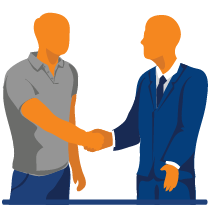 Team member shaking hands with a satisfied client Team member shaking hands with a satisfied client
